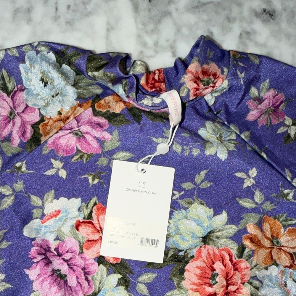NWT Zimmermann Purple Floral Ruffle Rashguard Swim Top 2Y - Picture 8 of 10